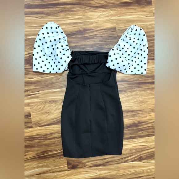 ASOS Black Dress with Polka Dot Puff Sleeves - Picture 6 of 6